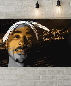 Poster Canvas – Tupac i hit em up Hip Hop 80s Vintage Custom Graphic High Quality Polyester