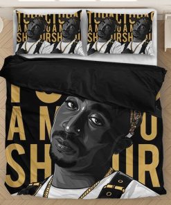2pac Amaru Shakur Thug Life Gold Black Cool Duvet Quilt Bedding Set