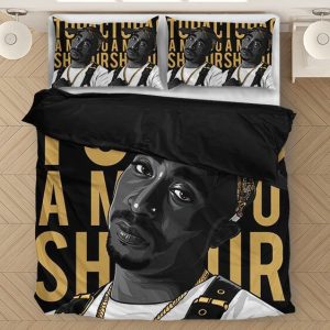 Tupac Amaru Shakur Thug Life Gold Black Bedding Set