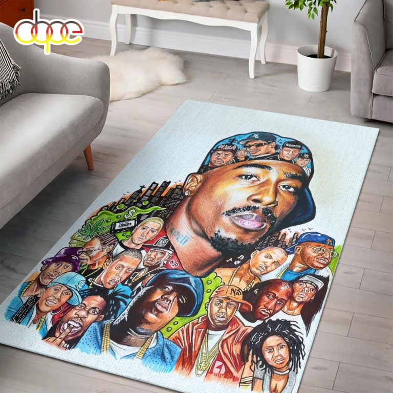 Tupac Shakur and Rapper 90s Pop Art Rug