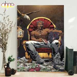 Hip-Hop King Tupac Shakur Sitting Badass Poster Canvas