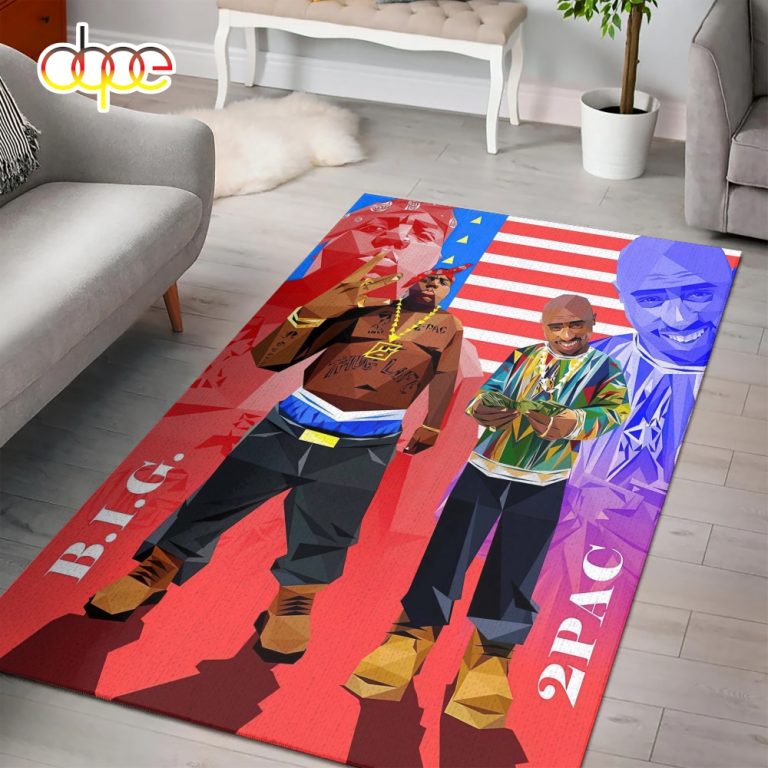 Biggie And 2Pac American Flag Background Rug
