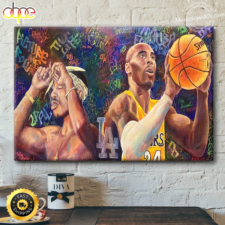 Tupac Shakur & Kobe Bryant Art Hip Hop 90s Poster Canvas