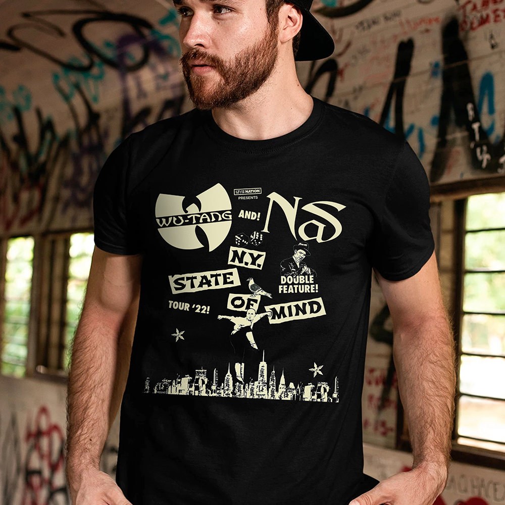 Wutang Clan And Nas New York State of Mind Tour Black Tshirt