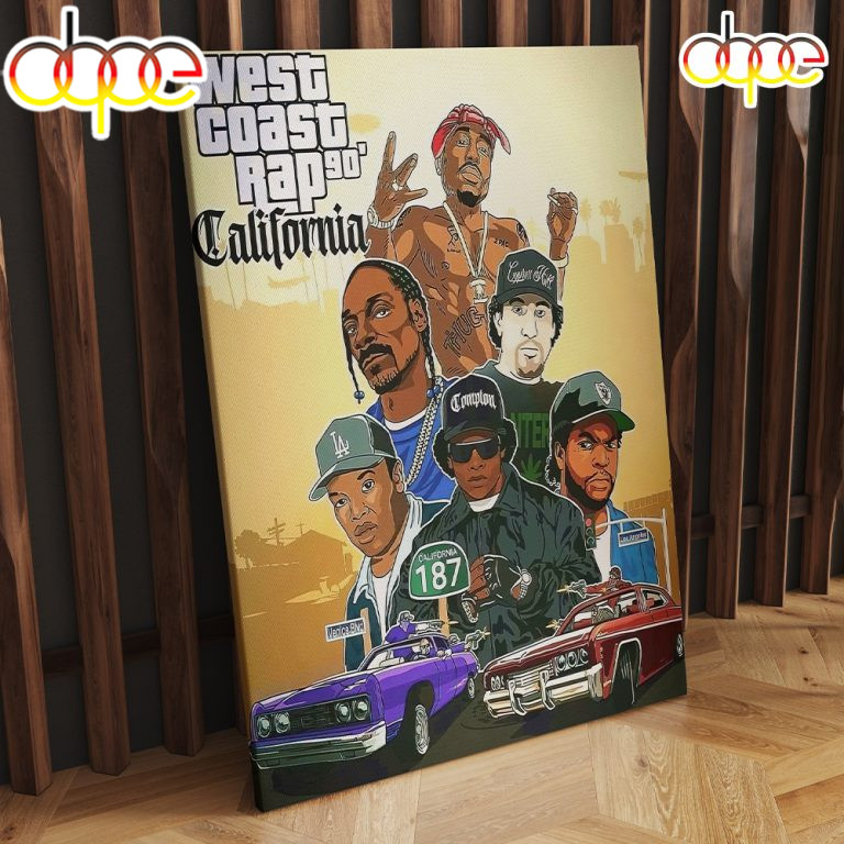 West Coast Rap 90s California Poster Canvas