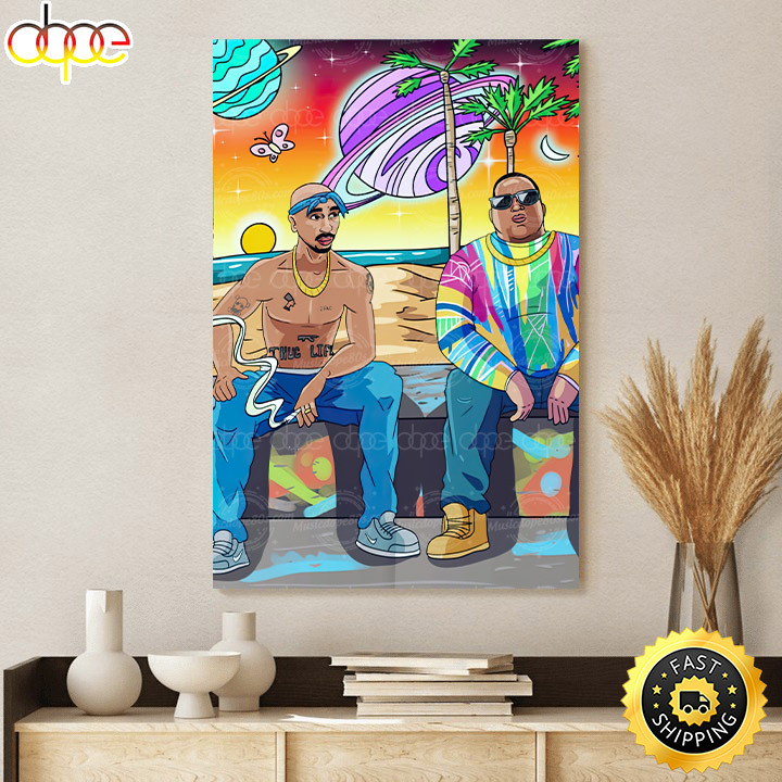 Tupac and Biggie R.I.P. Cartoon Caricature Art Poster Canvas