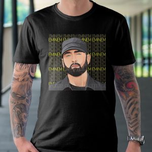 Rap God Eminem Name Pattern Black T-Shirt