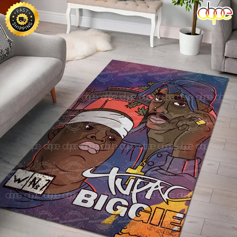 Tribute To Biggie And Tupac Caricature Rug Carpet