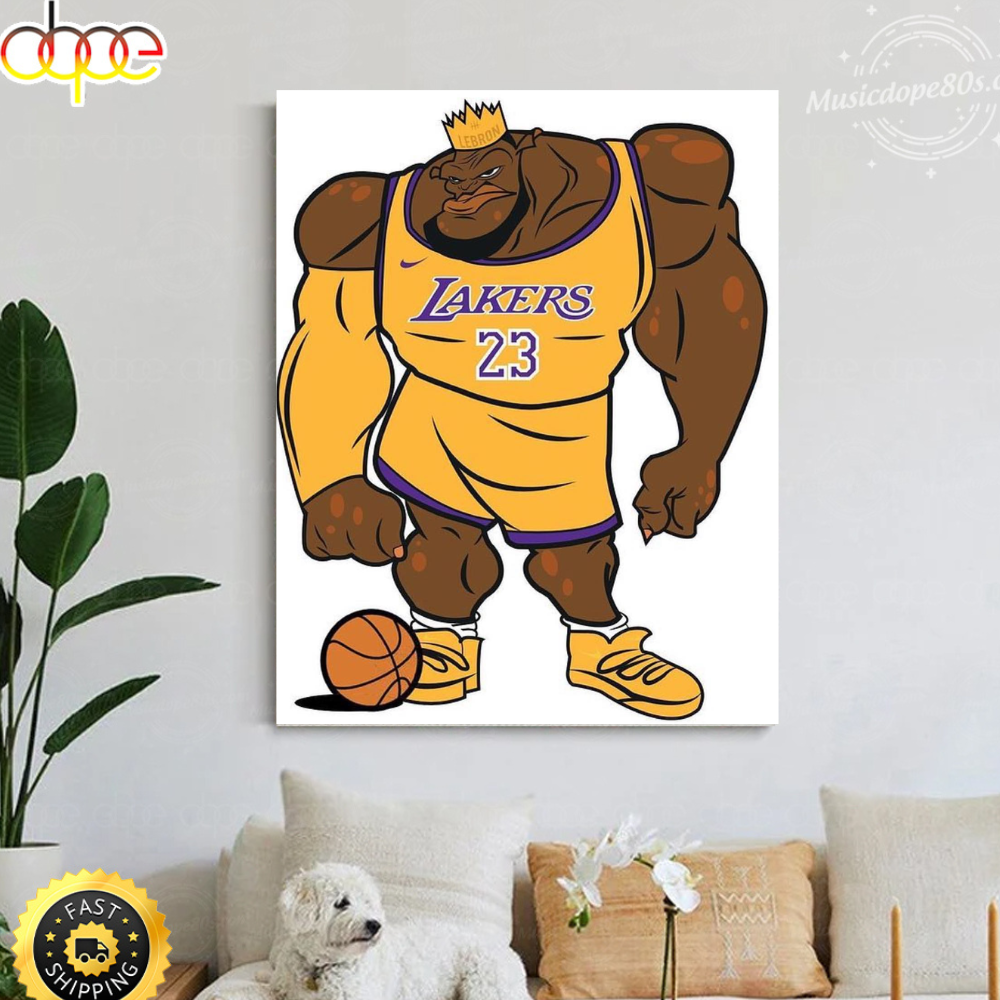 Los Angeles Lakers LeBron James Catoon Poster Canvas