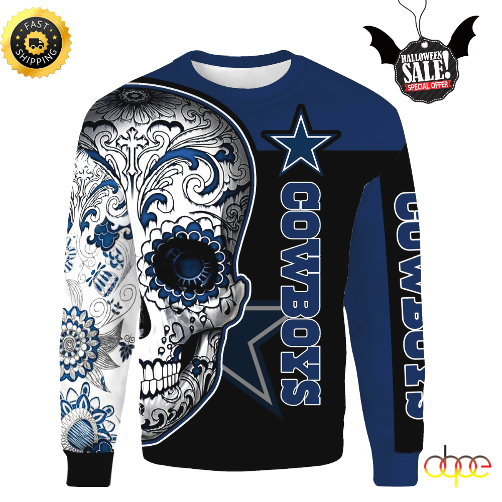 Dallas Cowboys Halloween Skull 3d Printed Shirt