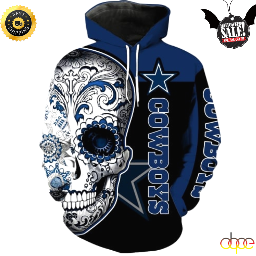 Dallas Cowboys Halloween Skull 3d Printed Shirt