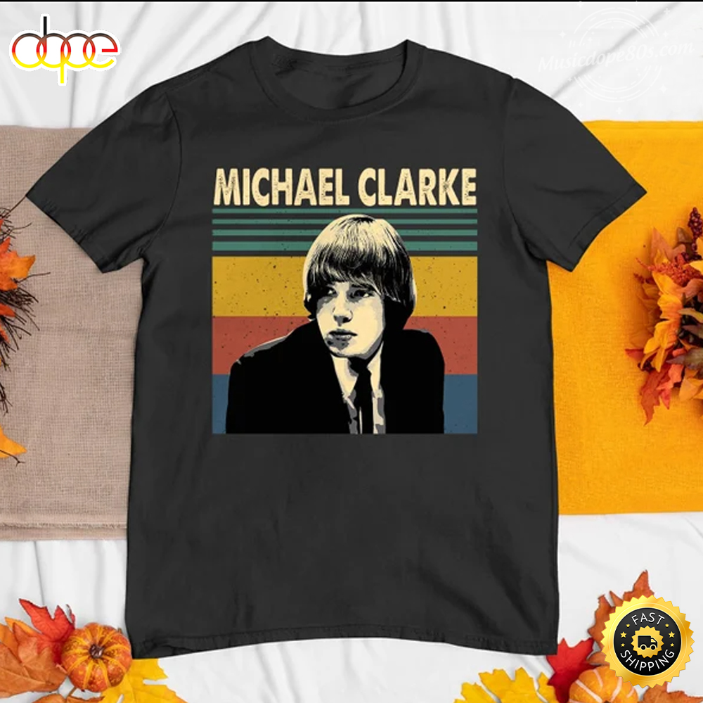 Michael Clarke American Musician Retro Vintage Black Tshirt
