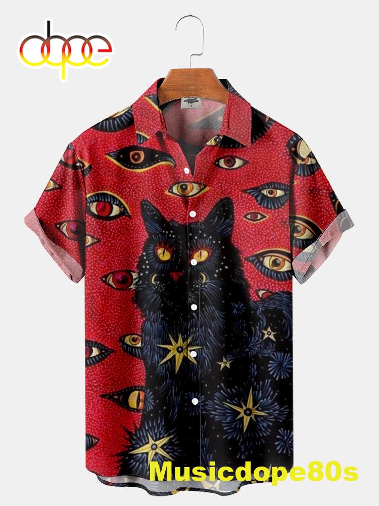 Cat Halloween Print Shirt
