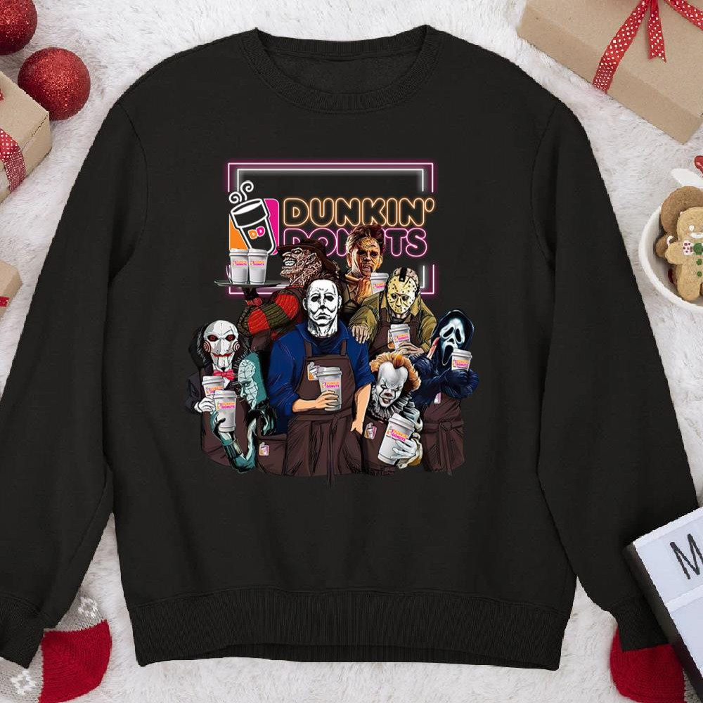 Dunkin Donuts Horror Movie Characters Squad Sweatshirt