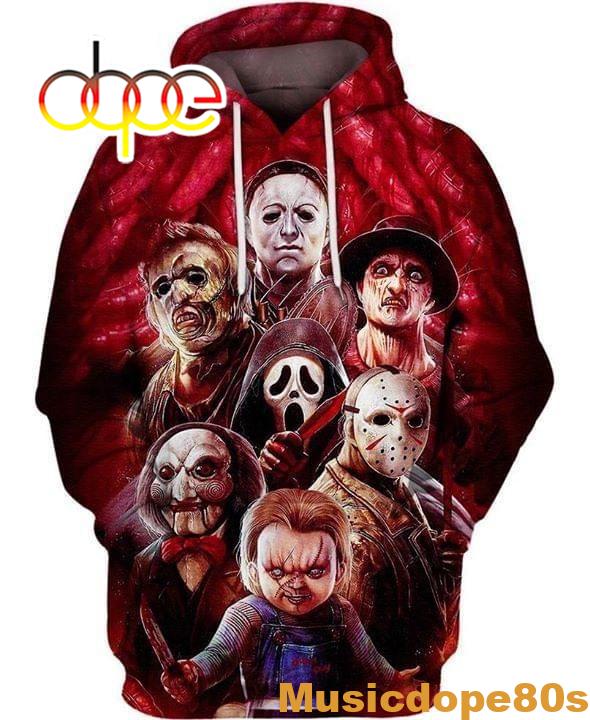 Halloween Horror Michael Myers Leatherface Freddy Krueger Jason Chucky 3d Hoodie