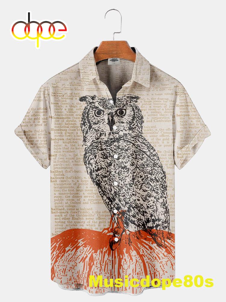 Halloween Pumpkin And Owl Print Shirt