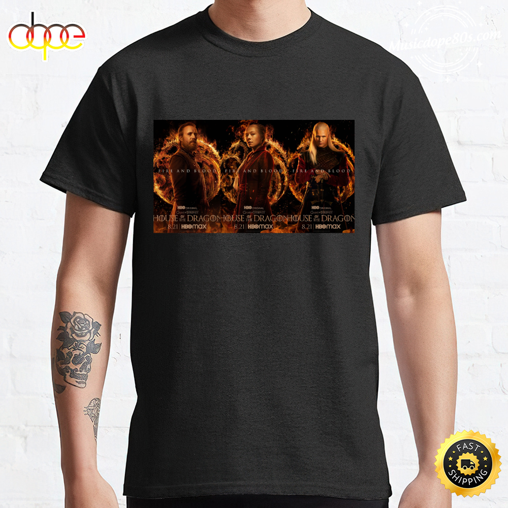 House of the Dragon Fire and Blood Black T-shirt