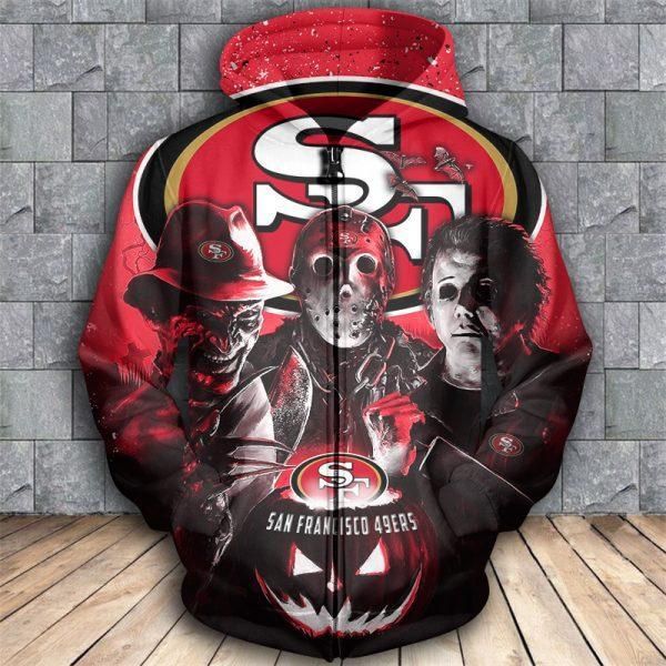 Jason Freddy Myers San Francisco 49ers Halloween 3d All Over Printed Zip Hoodie