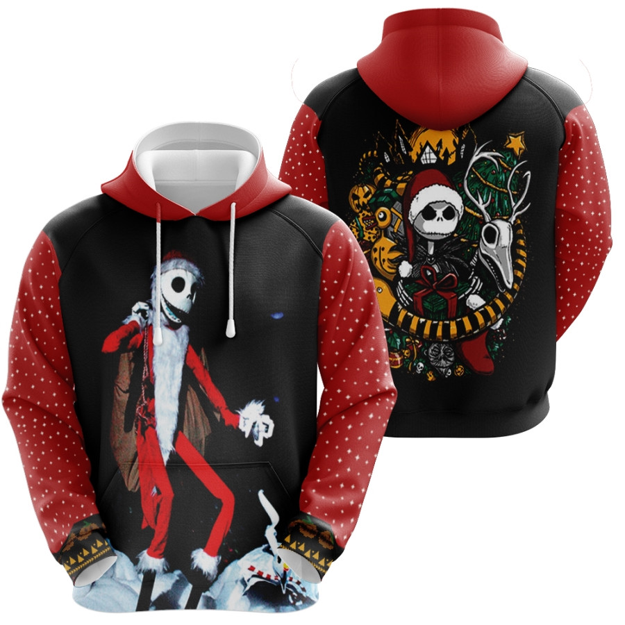 Nightmare Before Christmas Jack Skellington In Costume Santa Claus Black Red 3d Designed Allover
