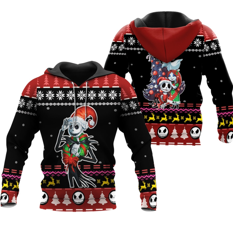Nightmare Before Christmas Nice Or Naughty Jack Skellington Christmas Pattern 3d Designed Allover