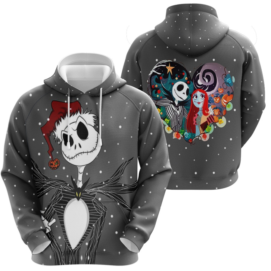 Nightmare Before Christmas The Pumpkin King Jack Skellington And Sally Grey 3d Designed Allover