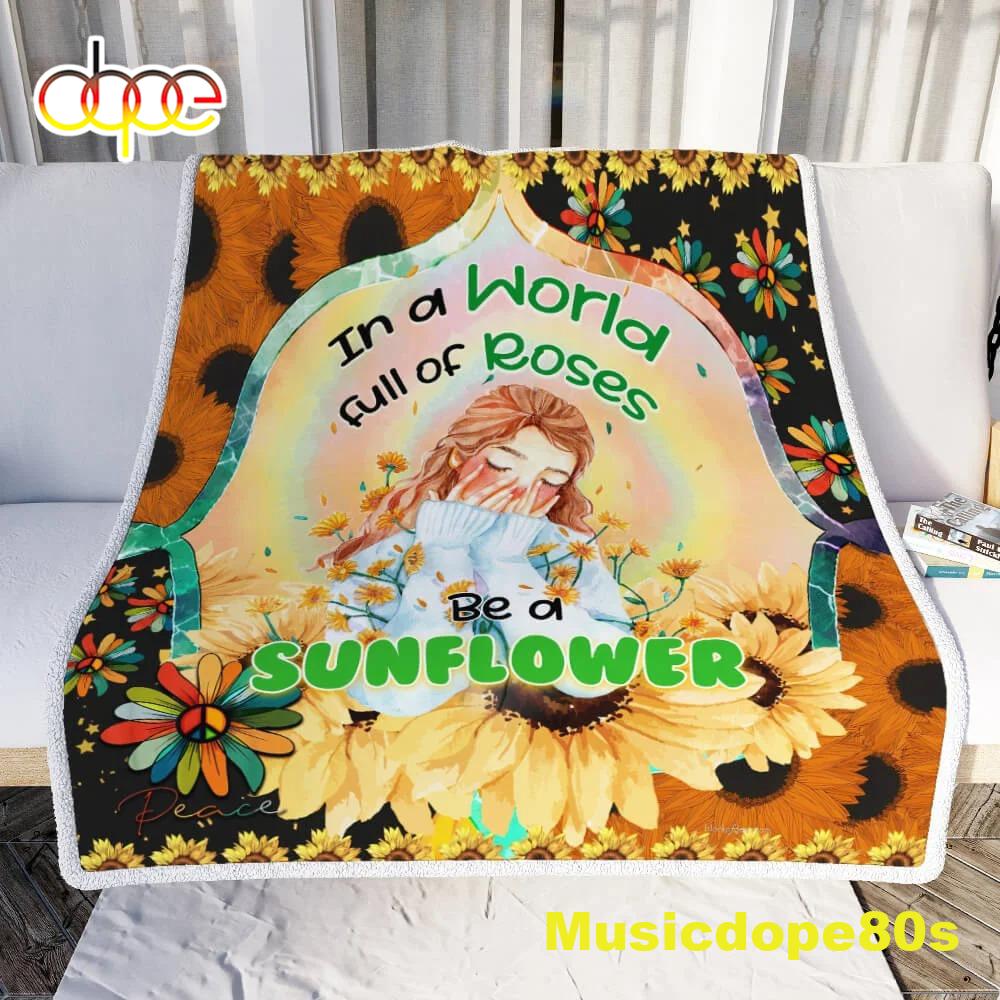 A Beautiful Sunflower Hippie Halloween Sofa Fleece Throw Blanket Halloween Gifts