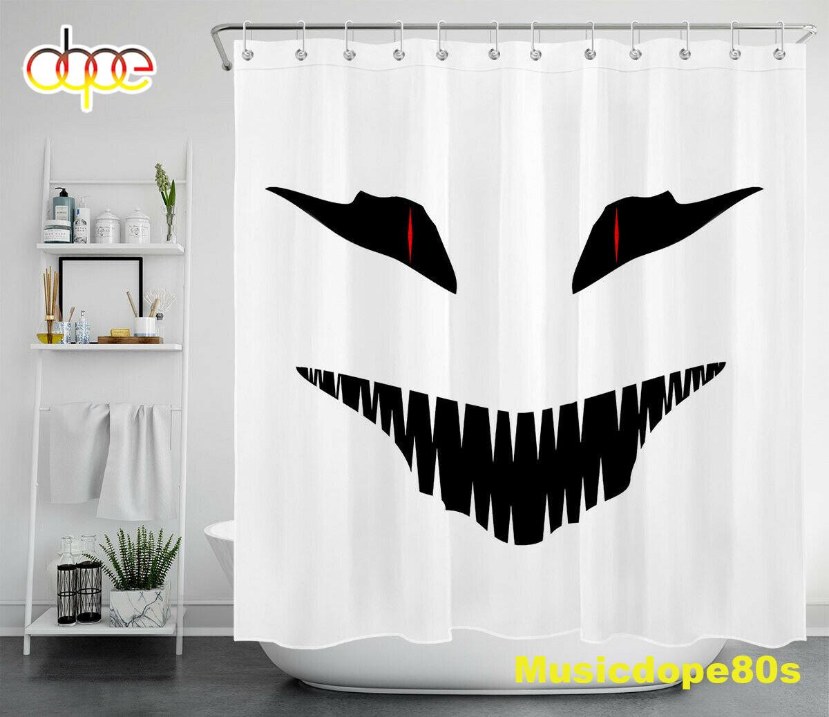 Abstract Funny Ghost Face Black White Waterproof Fabric Shower Curtain 1