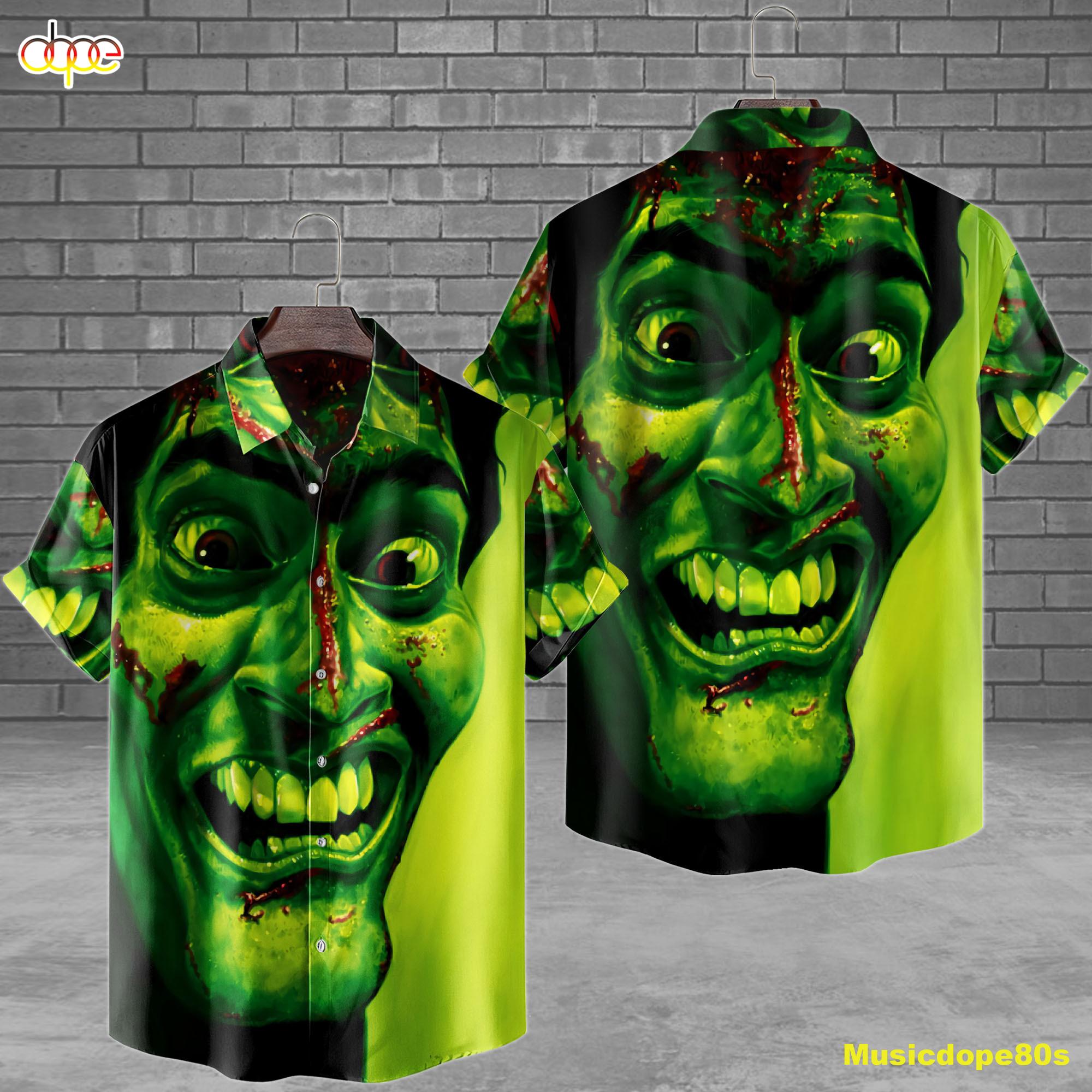 Ash The Evil Dead Green Horror Movie Halloween All Over Print 3D Hawaiian Shirt