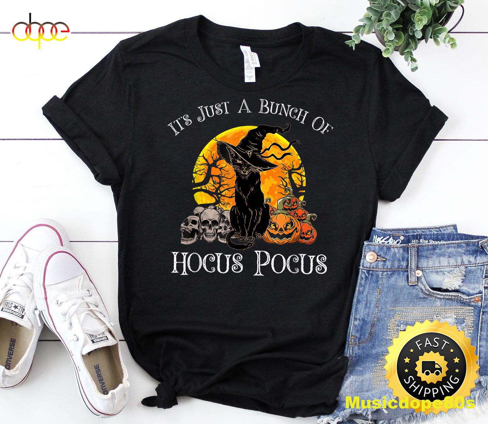 Black Cat Moon Funny Halloween Costume Bunch Of Hocus Pocus T Shirt