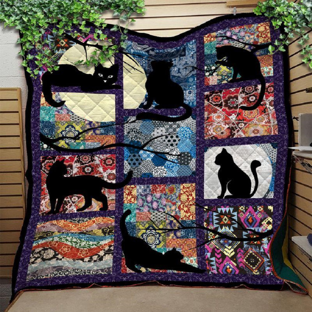 Black Cat Sherpa Blanket Decor Halloween Christmas Thanksgiving For Cat Lovers Cat Owners
