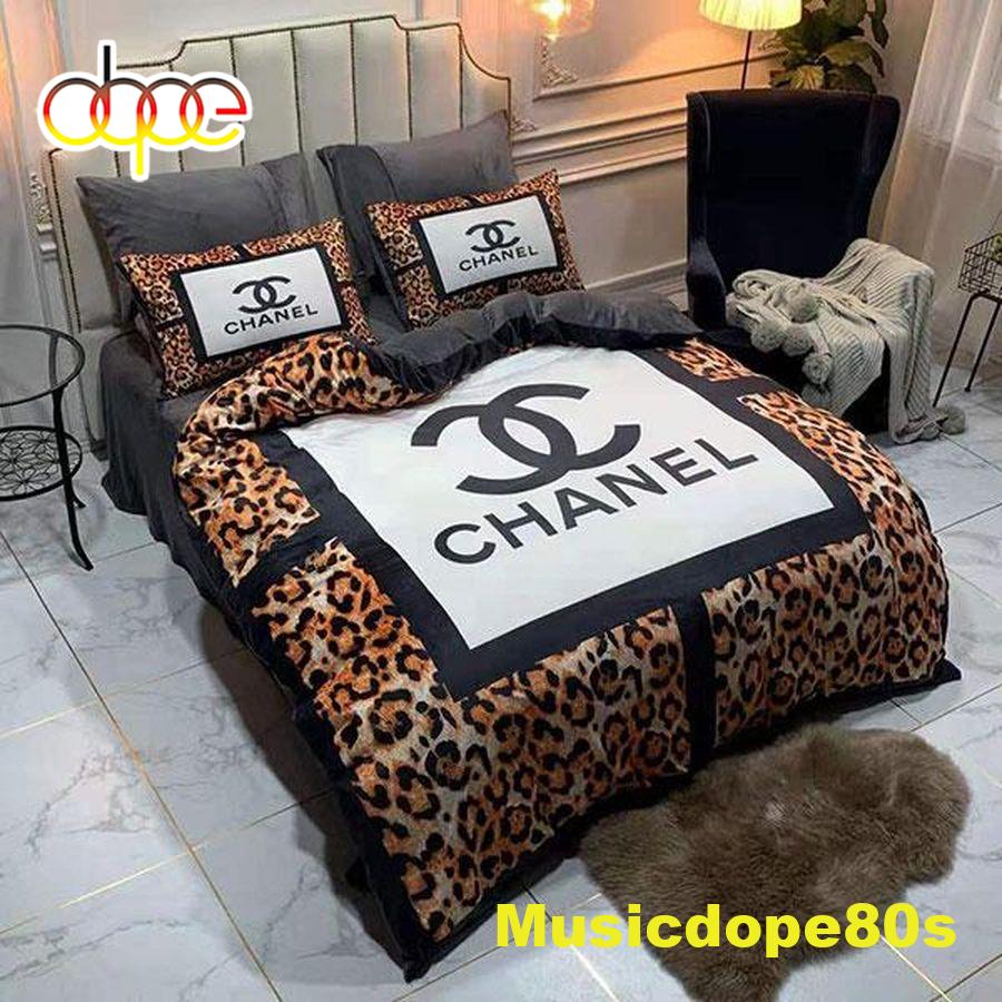 Chanel Logo Leopard Print Bedding Set