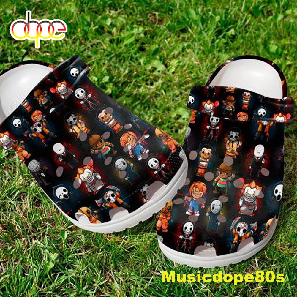 Chibi Horror Movie Characters Michael Myers Freddy Krueger Pennywise Crocs Crocband Clogs