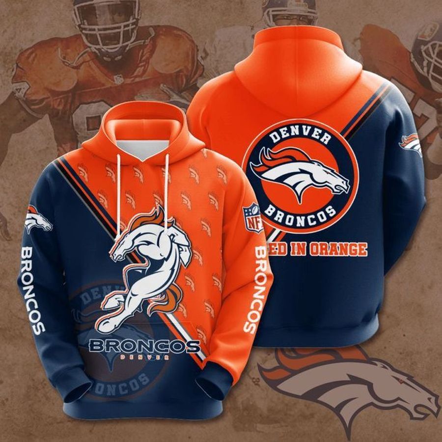 Denver Broncos Football 3D Printed Hooded Pocket Pullover All Over Print Hoodie