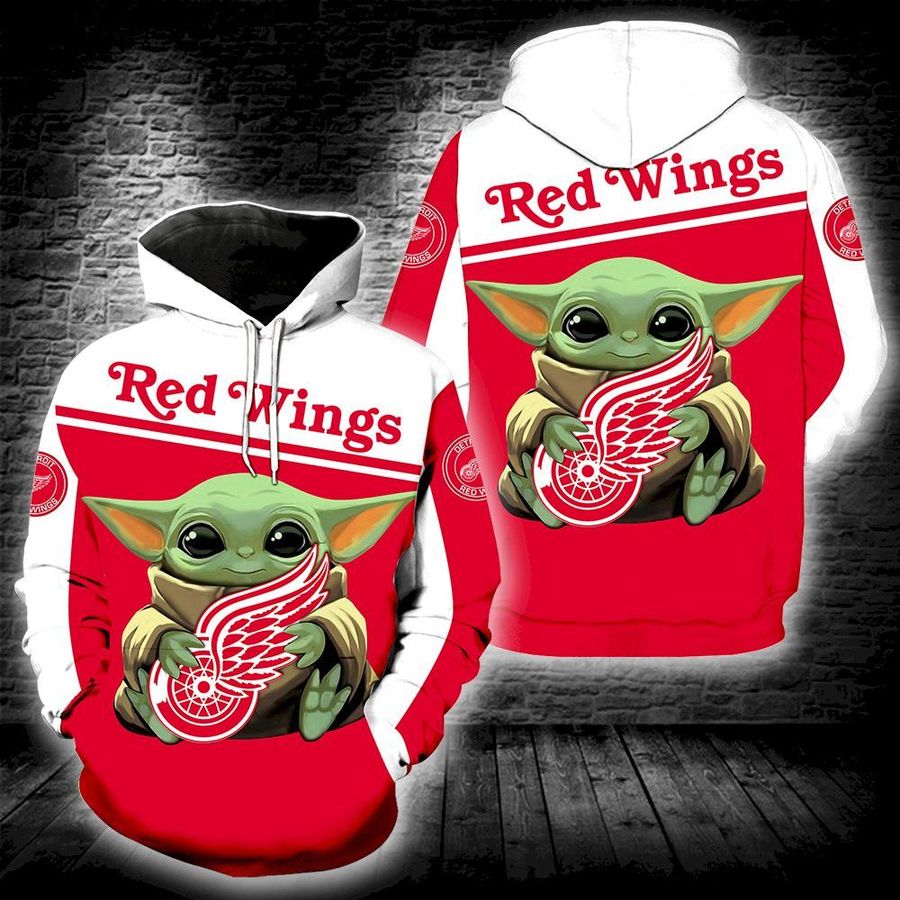 Detroit Red Wings Baby Yoda All Over Print Hoodie