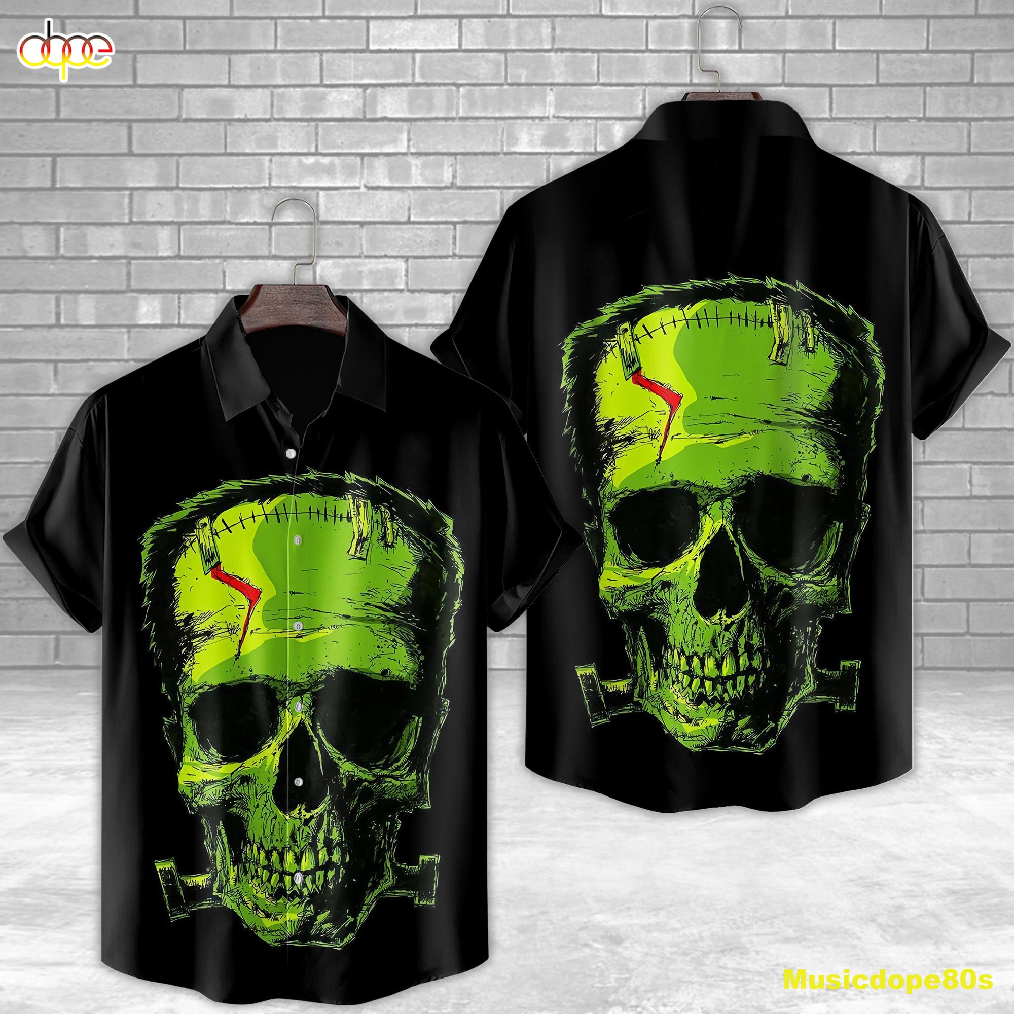 Frankenstein Skull Monster Horror Movie Halloween All Over Print 3D Hawaiian Shirt