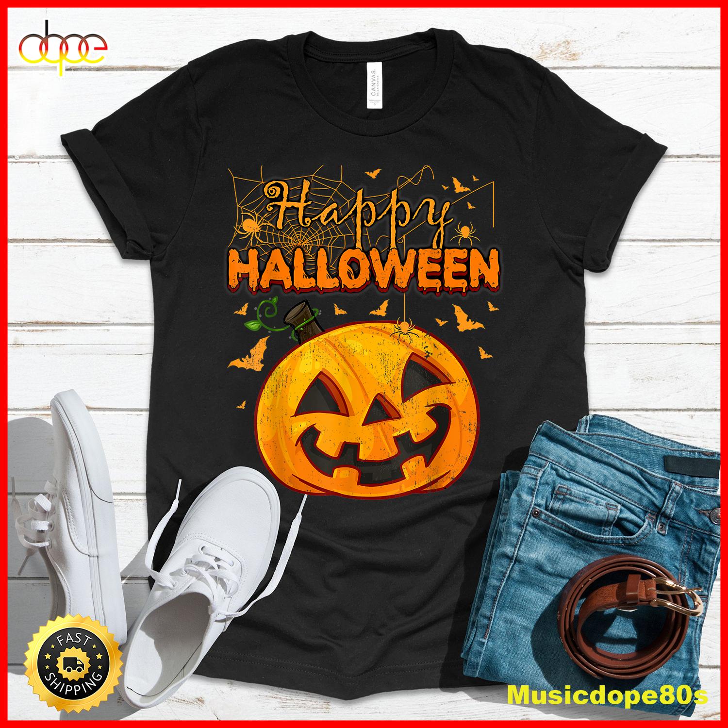 Funny Spooky Season Retro Pumpkin Happy Halloween T Shirt