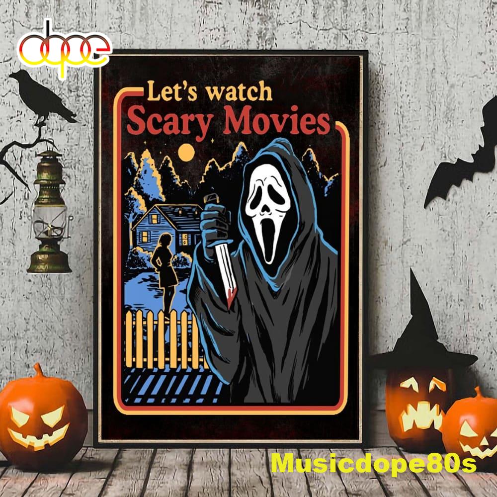 Ghostface Lets Watch Scary Movies Scream Horror Halloween Poster Canvas
