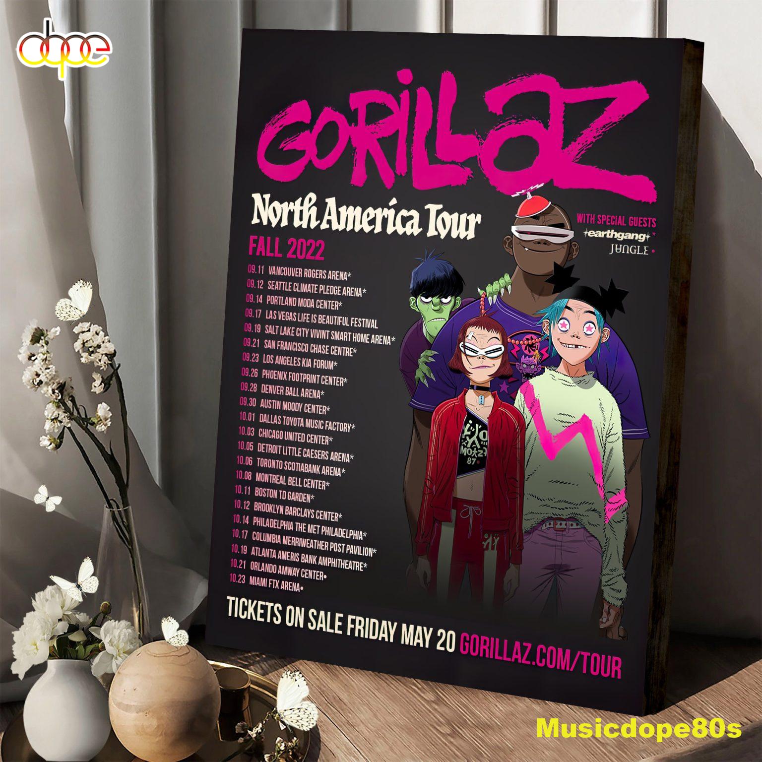 Gorillaz Tour Dates 20222023, Gorillaz Are Coming Poster Canvas