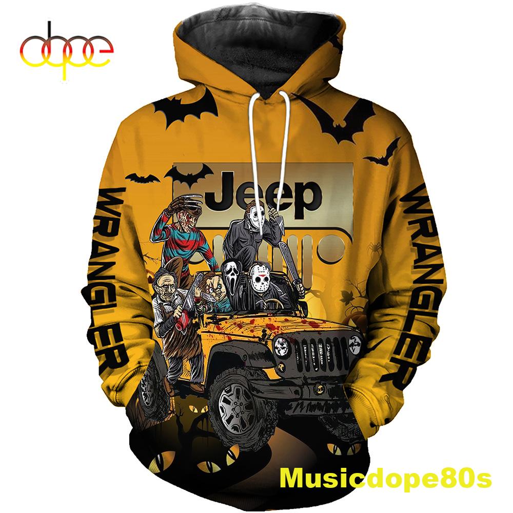Halloween 2022 Horor Characters Drive Jeep Halloween 3D Sweatshirt