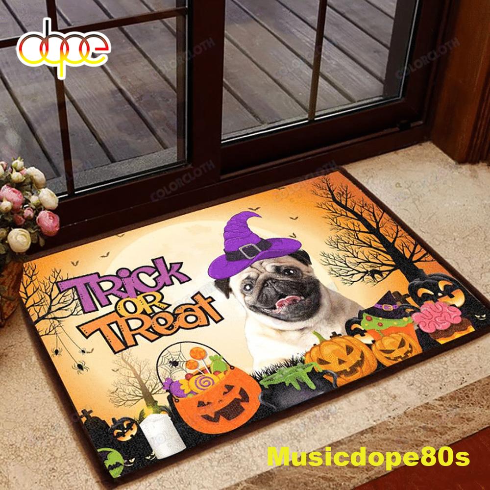 Halloween 2022 Pug Halloween Trick Or Treat Doormat