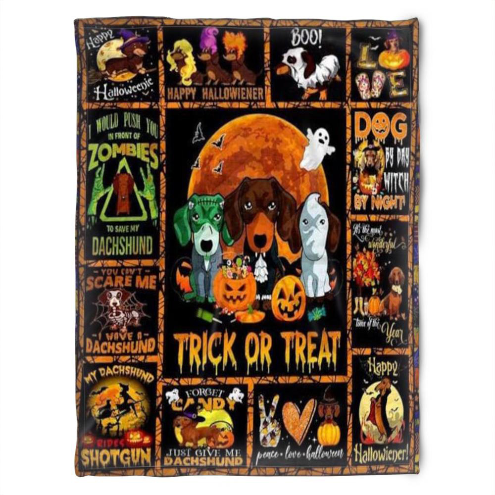 Halloween Dachshund Trick Or Treat Halloween Sherpa Blanket Halloween Gift Halloween Decor