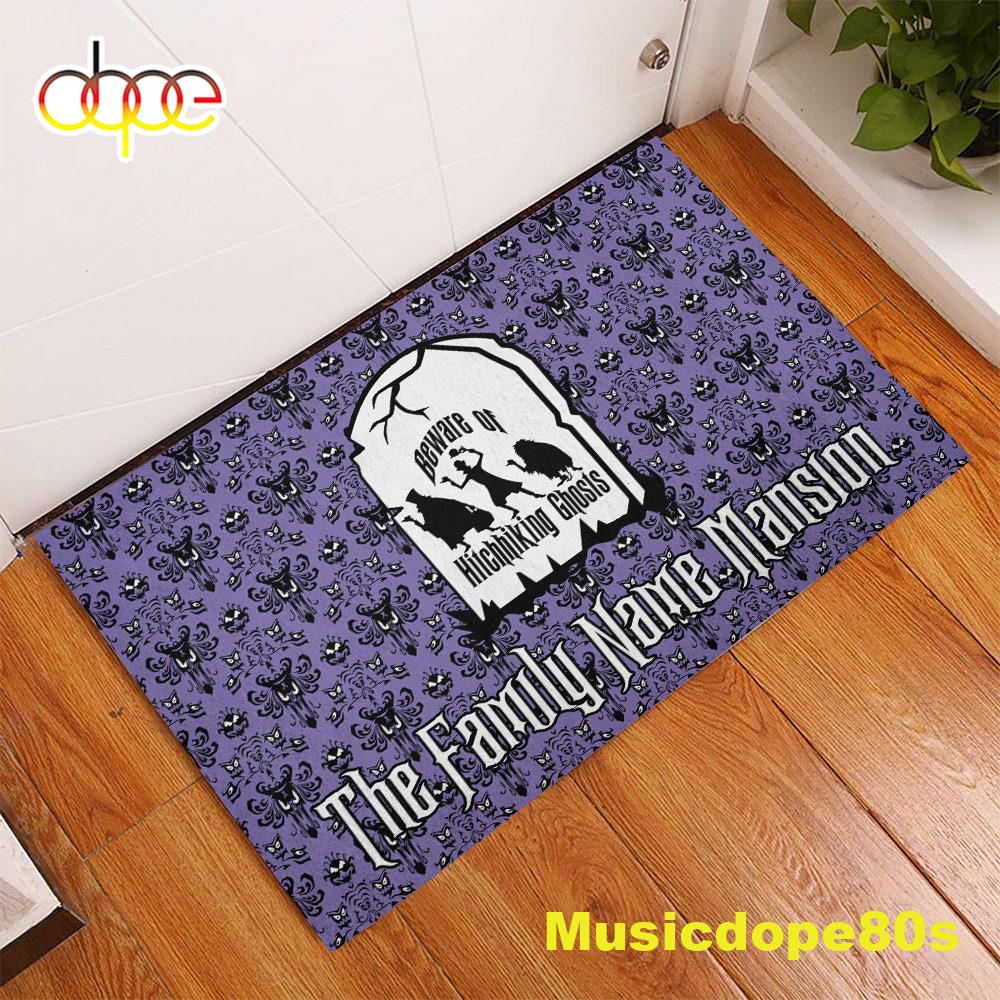 Halloween Decor Personalized Beware Of Hitchhiking Ghosts Doormat