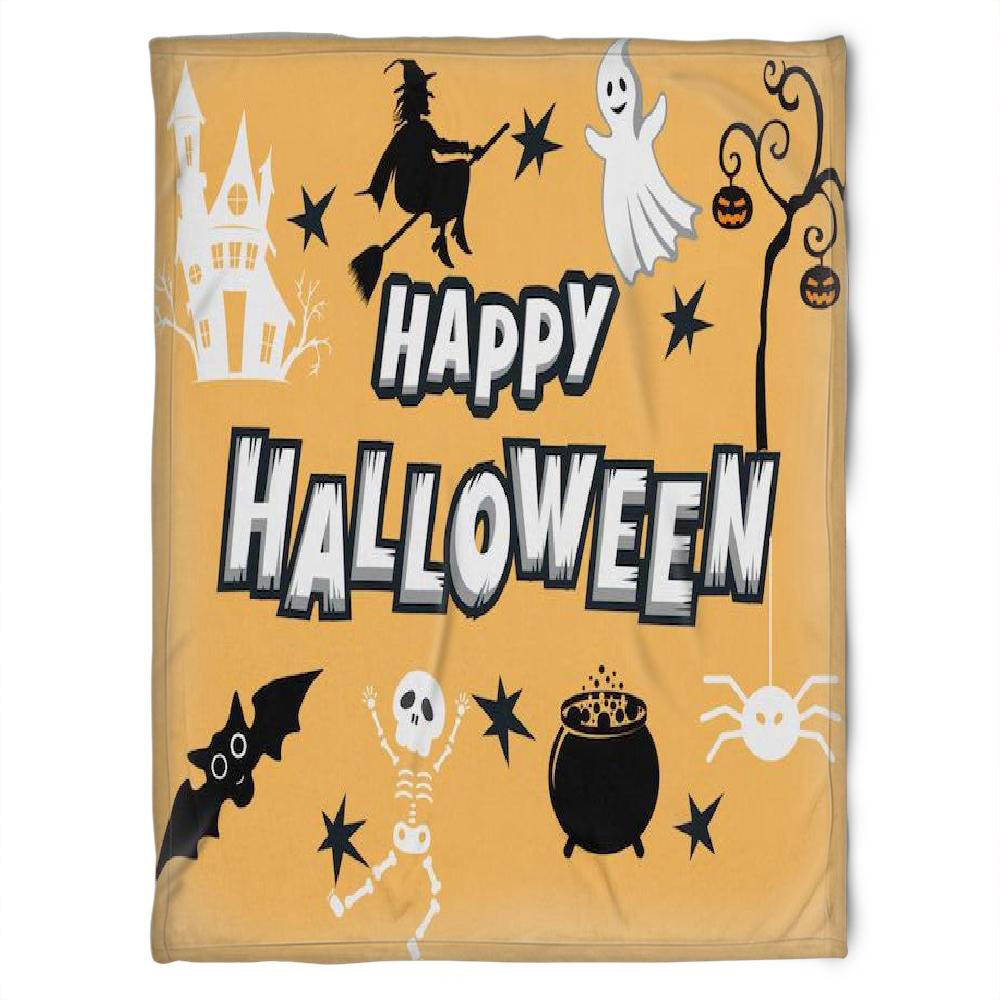 Halloween Happy Halloween With Witch Sherpa Blanket Halloween Adult Blanket Halloween Gift Halloween Decor