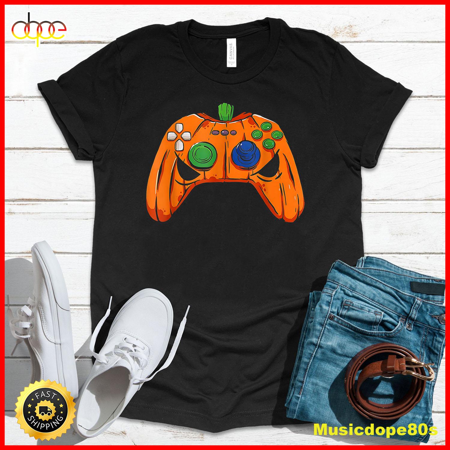 Halloween Jack O Lantern Gamer Funny Video Games Boys Kids T Shirt