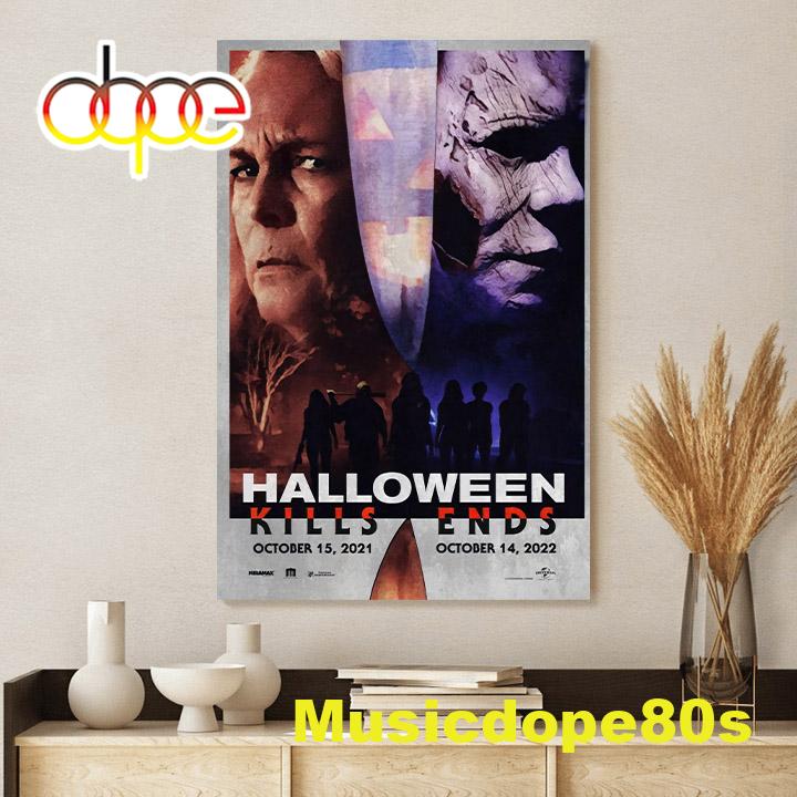 Halloween Kills 2021 And Halloween Ends 2022 Movie Poster Canvas