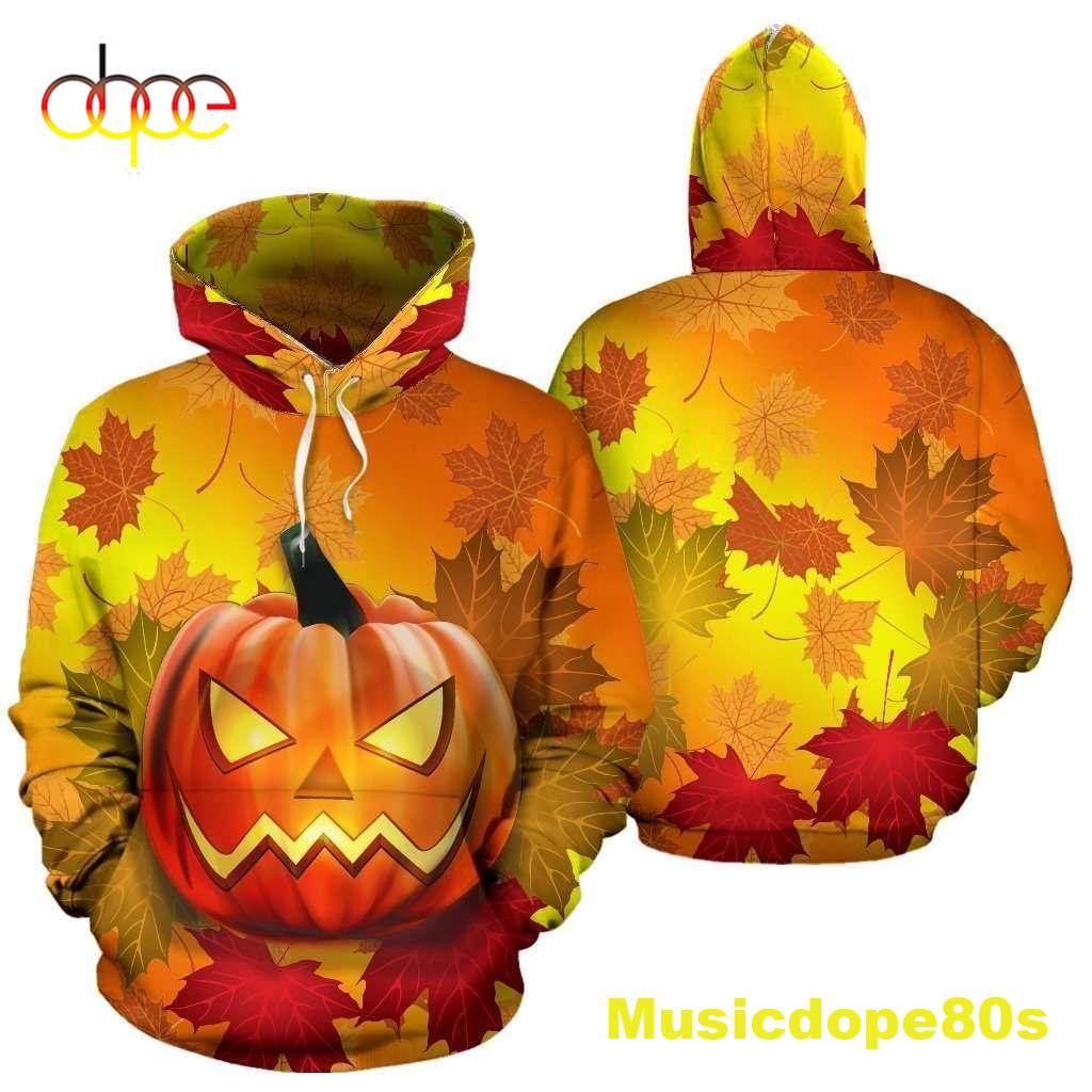 Halloween Pumpkin Maple Leaf 3D All Over Print