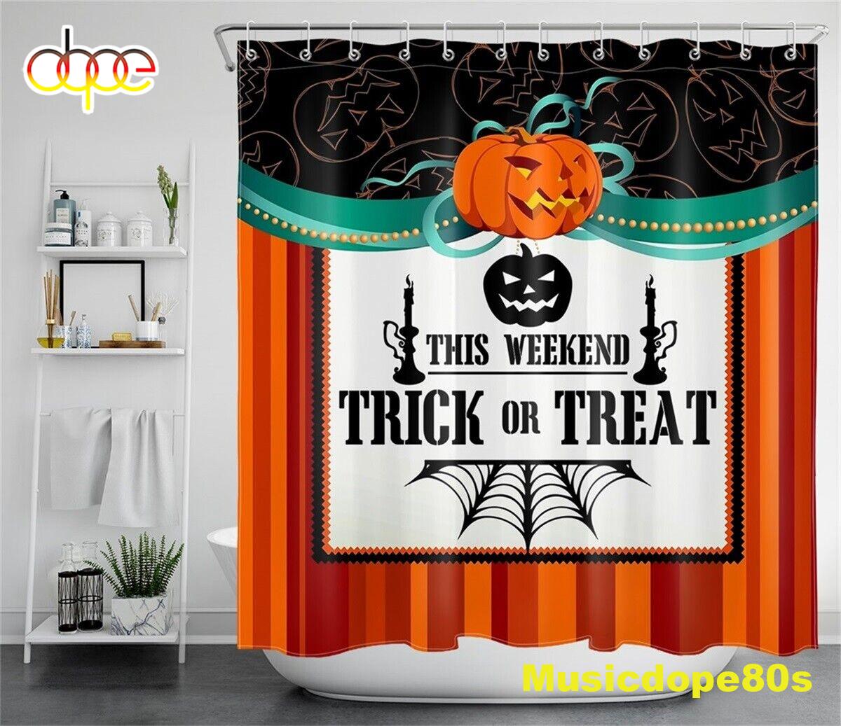 Halloween Pumpkin Stage Trick Or Treat Waterproof Fabric Shower Curtain 1