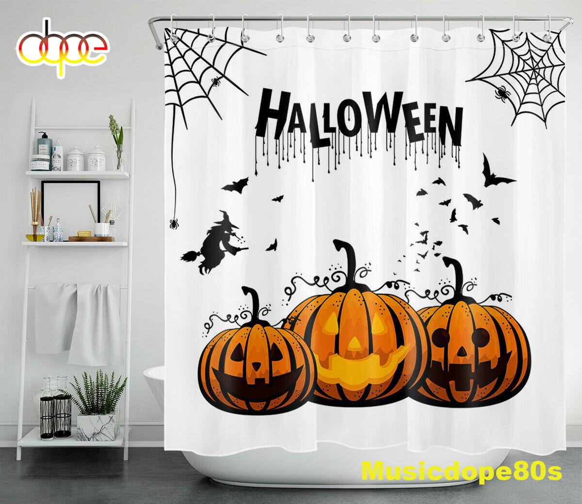 Halloween Pumpkins Witch Abstract Painting Waterproof Fabric Shower Curtain 1