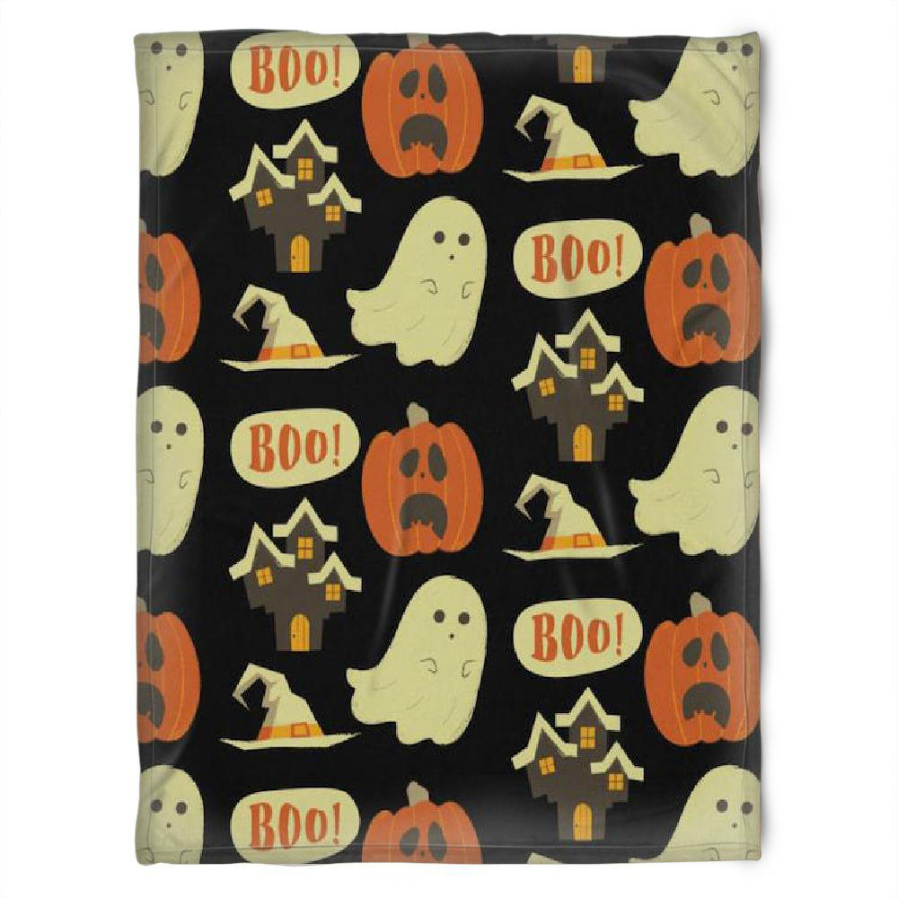 Halloween Sad Pumkins And Ghost Sherpa Blanket Halloween Adult Blanket Halloween Gift Halloween Decor