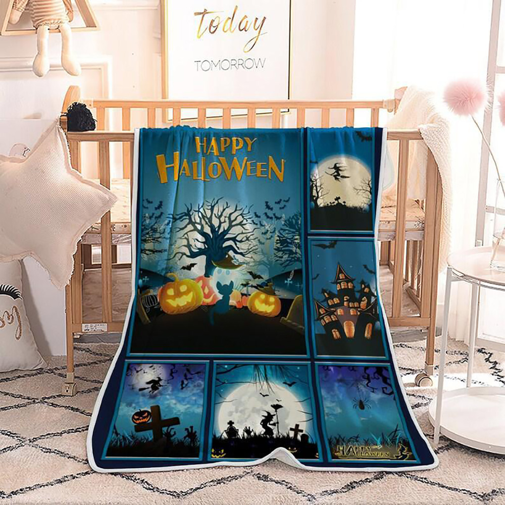 Halloween Scary Forest Sherpa Blanket Halloween Adult Blanket Halloween Gift Halloween Decor